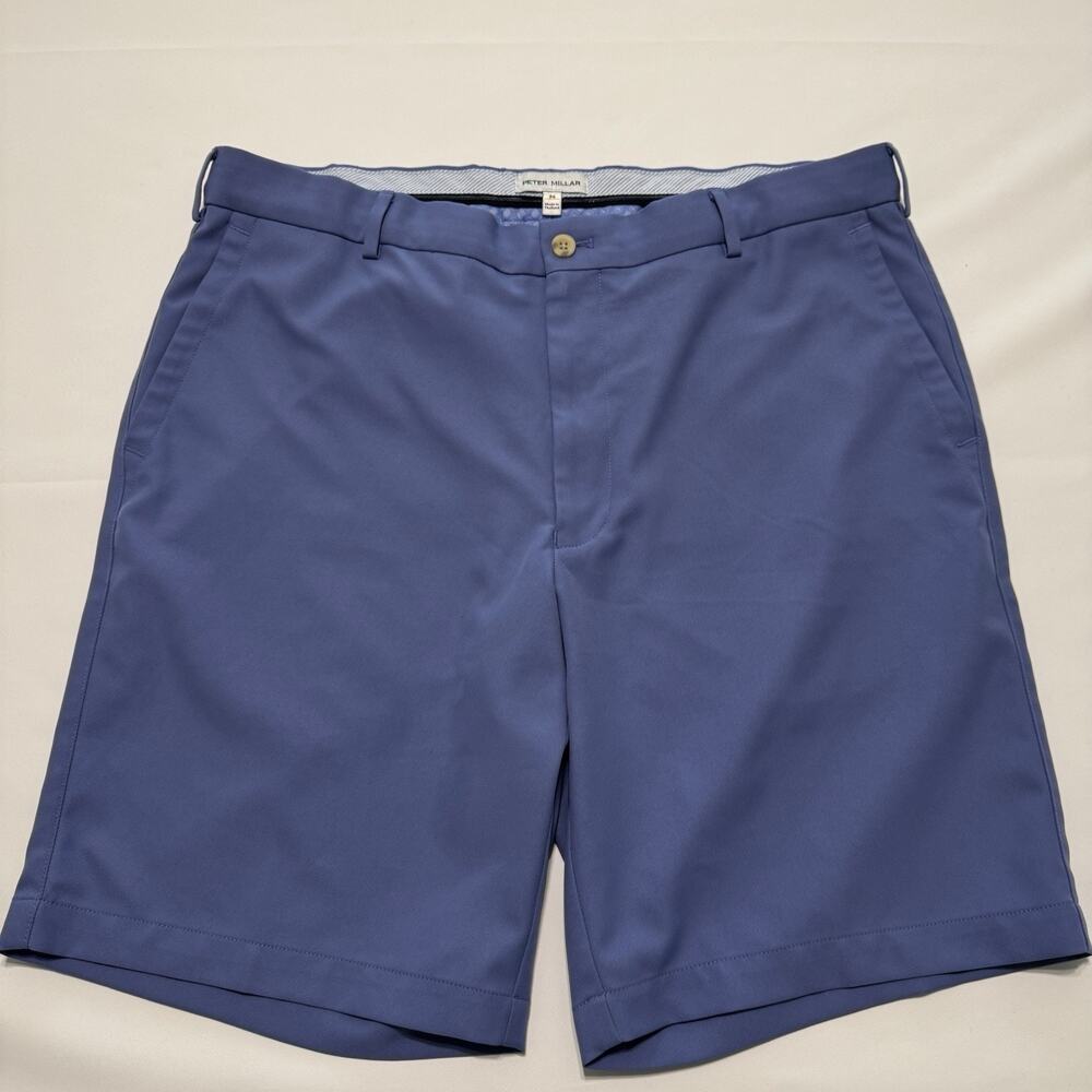 Peter Millar Mens 36 Blue Performance Golf Shorts Moisture Wicking Coastal